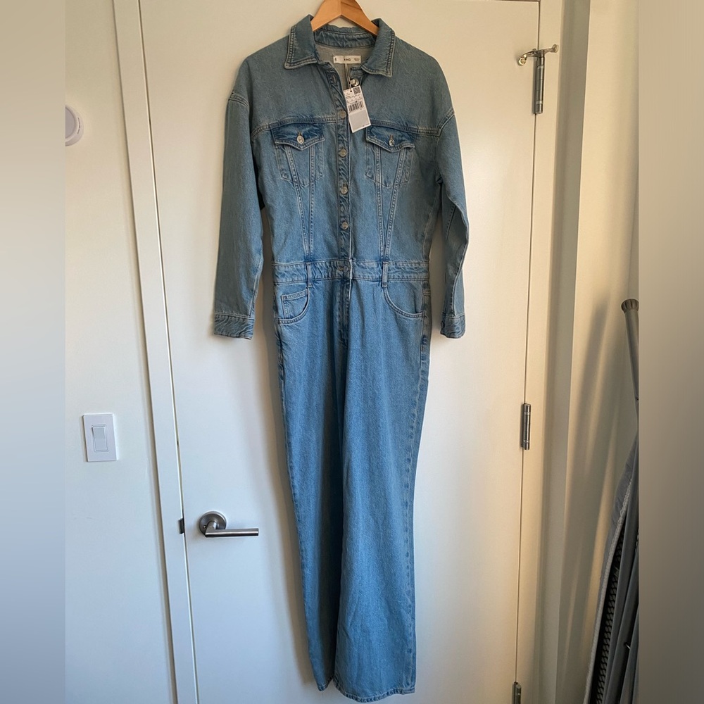Mango Wide Leg Denim Jumpsuit XL - NWT